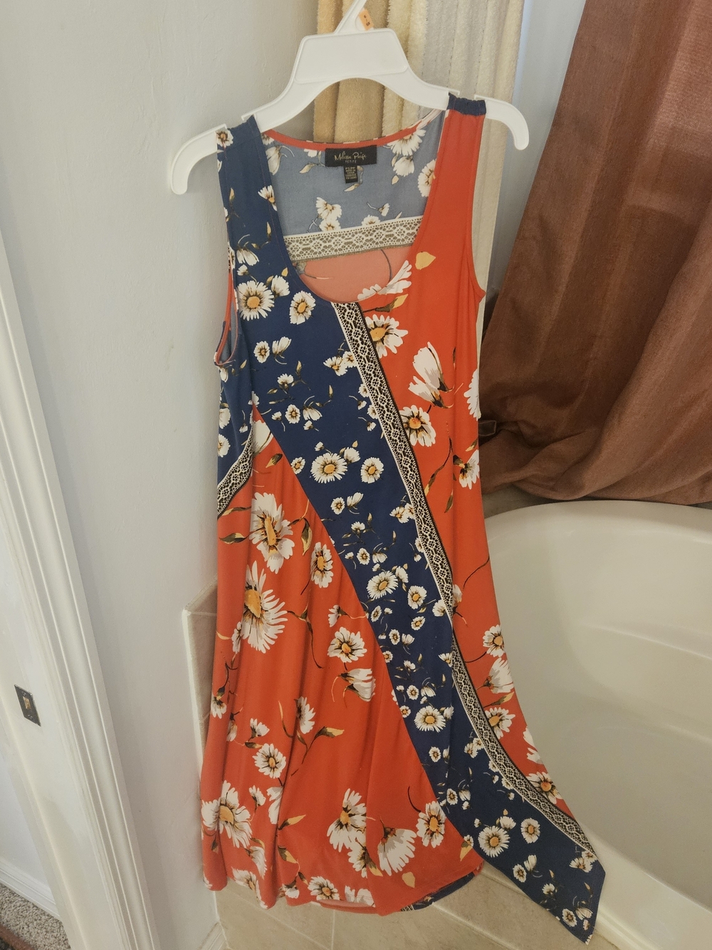 Melissa Paige Orange and Navy Floral Maxi Dress